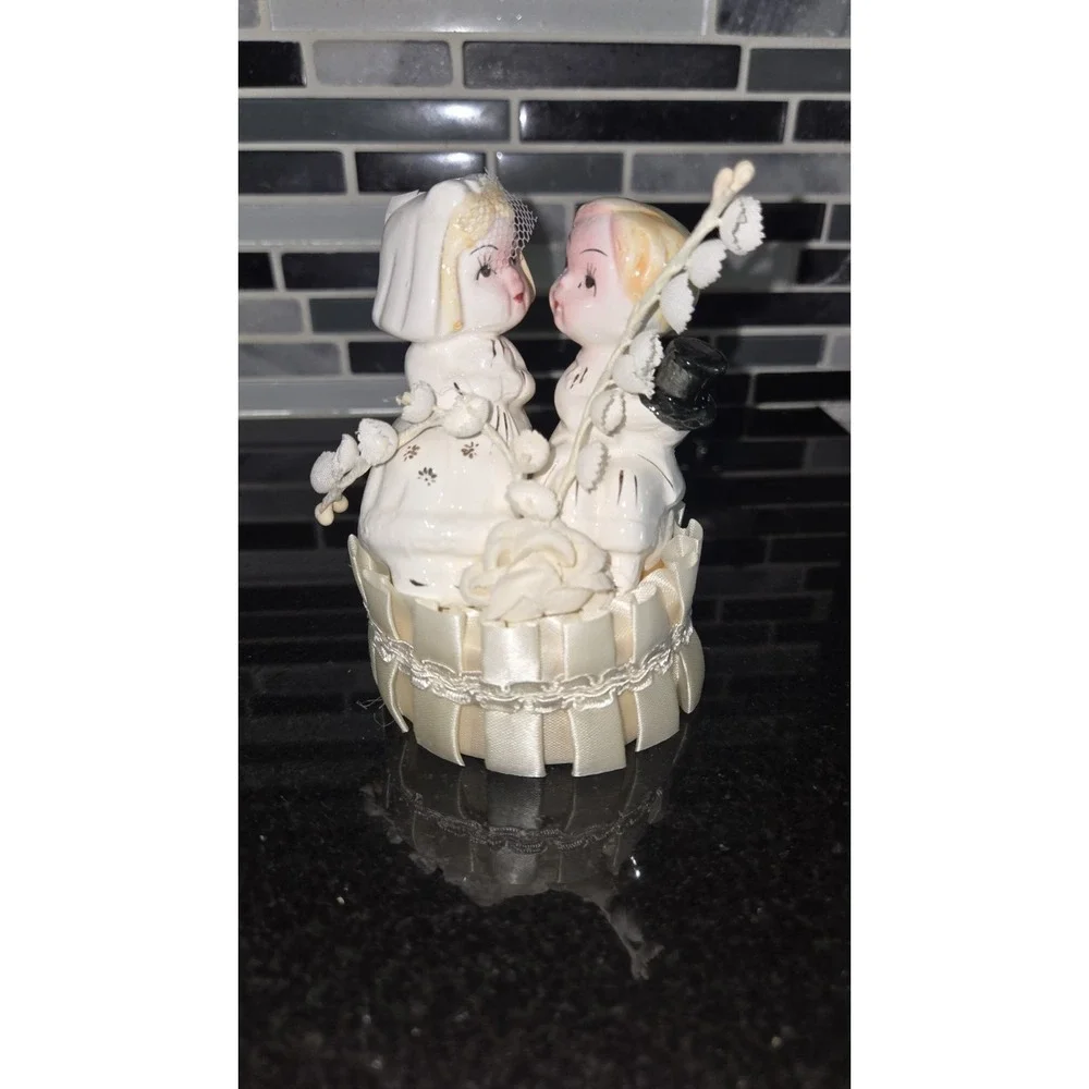 Vintage Mid Century Bride‎ and Groom Wedding Cake Topper Antique Anniversary